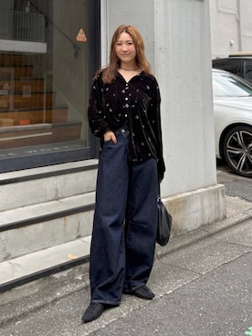 「Ungrid（アングリッド）のアイテム（パンツ）」を使った、長谷千沙さん（レディース・159cm）の夏コーディネート