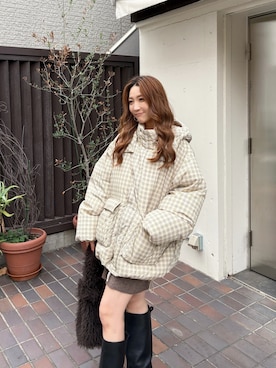 「アイテム（ダウンジャケット/コート）」を使った、長谷千沙さん（レディース・159cm・30代）の秋コーディネート