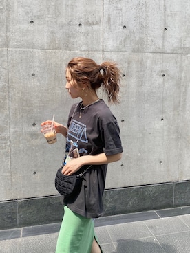 「ロックコーデ」｜「アイテム（ワンピース/ドレス）」を使った、長谷千沙さん（レディース・159cm）の春コーディネート