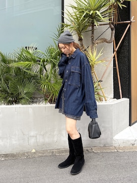 「アイテム（ブーツ）」を使った、長谷千沙さん（レディース・159cm・30代）の秋コーディネート