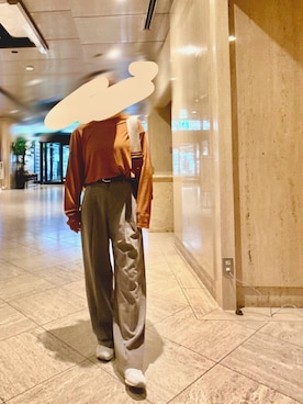「ブラウンパンツ」｜Rioさん（レディース・157cm）の秋コーディネート