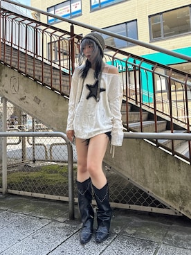 「アイテム（ニットキャップ/ビーニー）」を使った、ももさん（レディース・162cm）の夏コーディネート