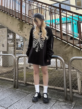 「アイテム（ハンチング/ベレー帽）」を使った、ももさん（レディース・162cm・20代）の秋コーディネート