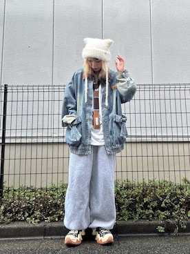 「アイテム（デニムジャケット）」を使った、ももさん（レディース・162cm）の秋コーディネート