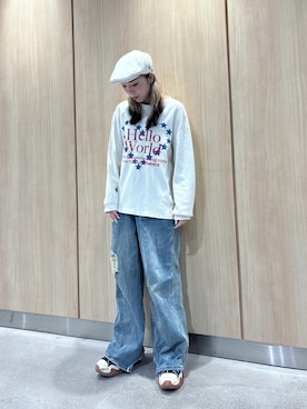 「アイテム（ハンチング/ベレー帽）」を使った、ももさん（レディース・162cm）の秋コーディネート