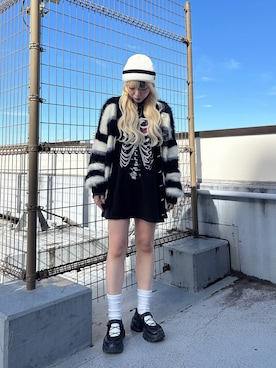 「アイテム（ニットキャップ/ビーニー）」を使った、ももさん（レディース・162cm）の秋コーディネート