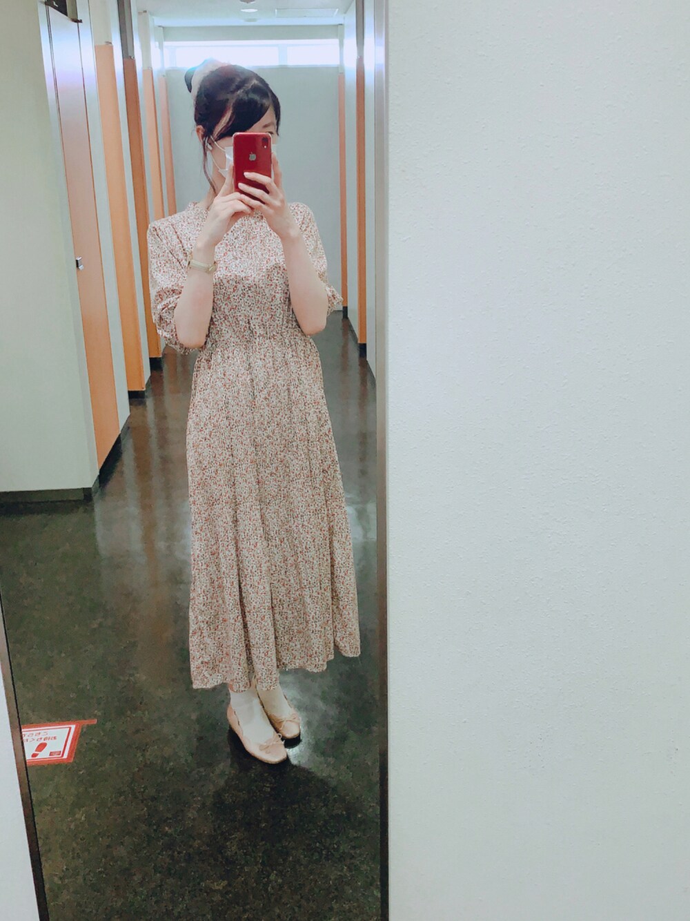 「RAY CASSINの6分袖消しプリーツワンピース（ワンピース、ピンク系）」を使った、Suuuさん（レディース・165cm）の夏コーディネートの1枚目の写真