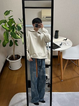 「WYM LIDNM（ウィム バイ リドム）のアイテム（スウェット）」を使った、☺︎kazuya☺︎さん（メンズ・175cm）の冬コーディネート