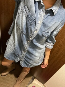 「TODAYFUL（トゥデイフル）のアイテム（シャツワンピース）」を使った、erika25musashiさん（レディース・156cm）の秋コーディネート