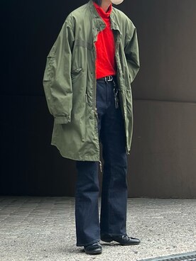 「春服デビュー宣言」｜「アイテム（ミリタリージャケット）」を使った、だいさん（メンズ・177cm）の春コーディネート