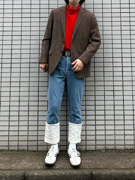 「海外系ファッション」｜「アイテム（テーラードジャケット）」を使った、だいさん（メンズ・177cm）の冬コーディネート