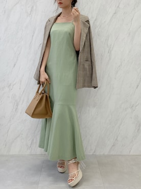 「クリアサンダル」｜「アイテム（ジャケット/アウター）」を使った、mikiさん（レディース・153cm）の夏コーディネート