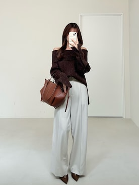 「スラックスパンツ」｜mikiさん（レディース・153cm）の秋コーディネート