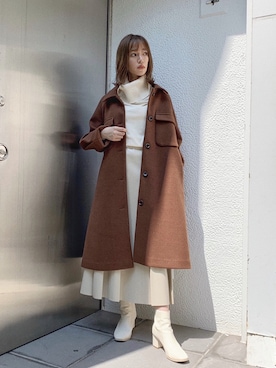 「アイテム（その他アウター、ブラウン系）」を使った、mikiさん（レディース・153cm）の秋コーディネート
