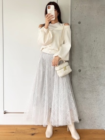 パールラインオープンニットトップス｜ダズリン（dazzlin