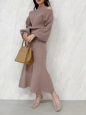 「オープンショルダー」｜「アイテム（ブーツ）」を使った、mikiさん（レディース・153cm）の冬コーディネート