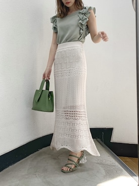 「dazzlin（ダズリン）のメニーストラップサンダル【WEB限定】（サンダル）」を使った、mikiさん（レディース・153cm）の夏コーディネート