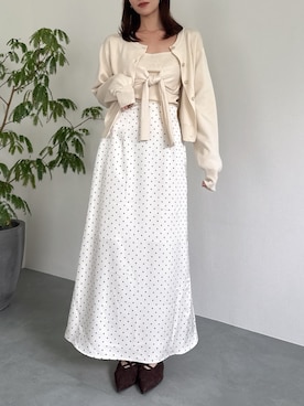 「アイテム（カーディガン/ボレロ、ホワイト系）」を使った、mikiさん（レディース・153cm）の秋コーディネート