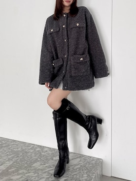 「アイテム（ブルゾン、グレー系）」を使った、mikiさん（レディース・153cm）の秋コーディネート