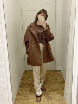 「アイテム（その他アウター、ブラウン系）」を使った、mikiさん（レディース・153cm）の秋コーディネート