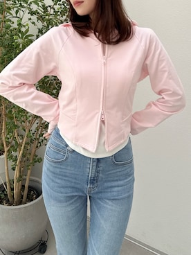 「アイテム（パーカー）」を使った、mikiさん（レディース・153cm）の夏コーディネート