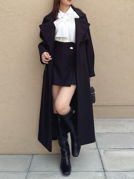 「アイテム（トレンチコート）」を使った、mikiさん（レディース・153cm）の秋コーディネート