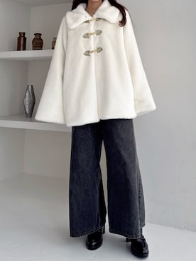 「dazzlin（ダズリン）のアイテム（ジャケット/アウター）」を使った、mikiさん（レディース・153cm）の冬コーディネート