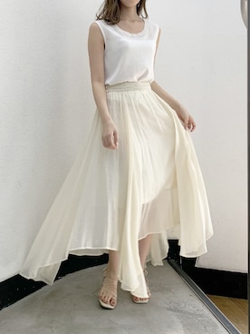 「dazzlin（ダズリン）のメニーストラップサンダル【WEB限定】（サンダル）」を使った、mikiさん（レディース・153cm）の夏コーディネート