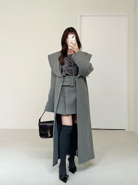 「アイテム（その他アウター、グレー系）」を使った、mikiさん（レディース・153cm）の秋コーディネート