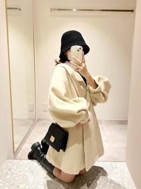 「Aラインコート」｜「アイテム（その他アウター）」を使った、mikiさん（レディース・153cm）の秋コーディネート