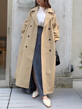 「dazzlin（ダズリン）のアイテム（トレンチコート）」を使った、mikiさん（レディース・153cm）の秋コーディネート