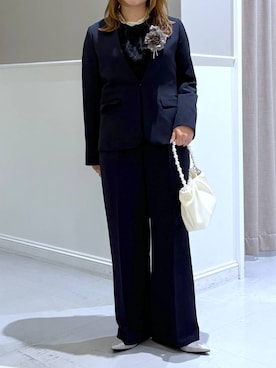 「アイテム（ノーカラージャケット）」を使った、megu_lpさん（レディース・160cm・30代）の冬コーディネート