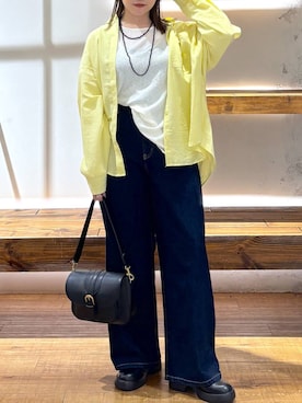 「LEPSIM（レプシィム）のアウトリンキングシアープルオーバー　582453（Tシャツ/カットソー）」を使った、megu_lpさん（レディース・160cm）の夏コーディネート