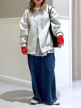 「アイテム（パーカー）」を使った、megu_lpさん（レディース・160cm・30代）の冬コーディネート