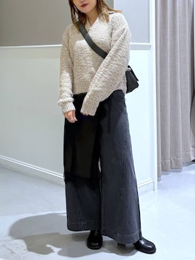 「LEPSIM（レプシィム）のイージーバギーデニム　290477（デニムパンツ）」を使った、megu_lpさん（レディース・160cm）の秋コーディネート