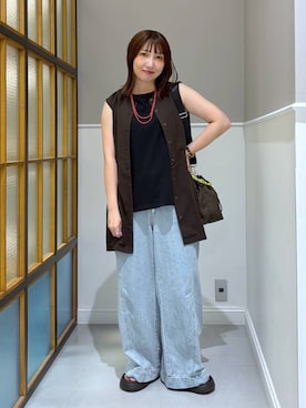 「LEPSIM（レプシィム）のイージーバギーデニム　290477（デニムパンツ）」を使った、megu_lpさん（レディース・160cm）の夏コーディネート