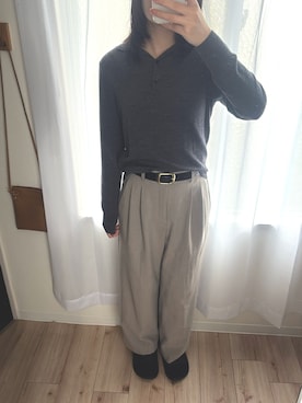 「UNIQLO（ユニクロ）のアイテム（トップス、グレー系）」を使った、ねこさん（レディース・158cm）の春コーディネート