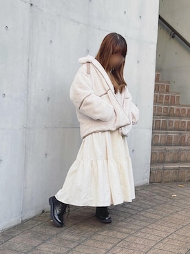 「パイピングコート」｜「アイテム（ワンピース/ドレス）」を使った、* 𝙠𝙧𝙣 *さん（レディース・148cm）の冬コーディネート