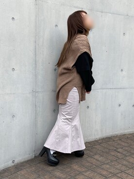 「GRL（グレイル）のアイテム（スカート）」を使った、* 𝙠𝙧𝙣 *さん（レディース・148cm）の冬コーディネート