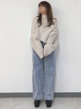 「GRL（グレイル）のアイテム（ローファー）」を使った、* 𝙠𝙧𝙣 *さん（レディース・148cm）の冬コーディネート