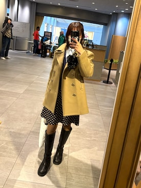 「アイテム（ピーコート）」を使った、mashuさん（レディース・163cm）の冬コーディネート