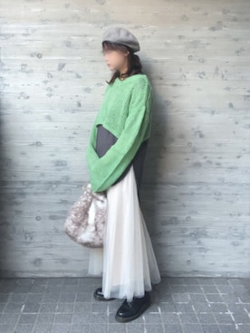 「ATON（エイトン）のアイテム（Tシャツ/カットソー）」を使った、mashuさん（レディース・163cm）の秋コーディネート