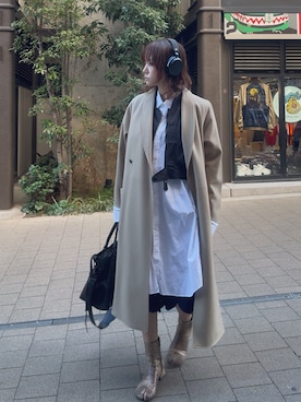 「アイテム（チェスターコート）」を使った、mashuさん（レディース・163cm）の冬コーディネート