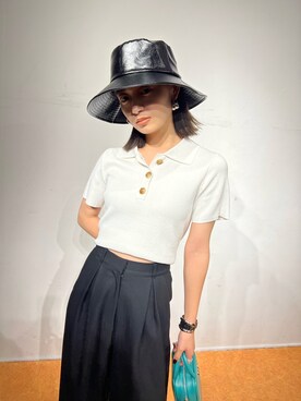 「EMODA（エモダ）のアイテム（ポロシャツ）」を使った、LISA さん（レディース・160cm）の冬コーディネート