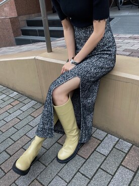 「EMODA（エモダ）のトラックソールロングブーツ（ブーツ）」を使った、LISA さん（レディース・160cm）の夏コーディネート