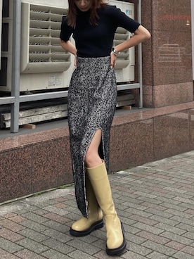 「EMODA（エモダ）のトラックソールロングブーツ（ブーツ）」を使った、LISA さん（レディース・160cm）の夏コーディネート