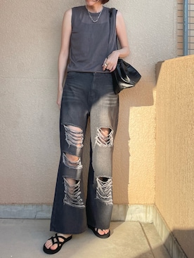 「アイテム（リング）」を使った、ちいさん（レディース・170cm）の夏コーディネート
