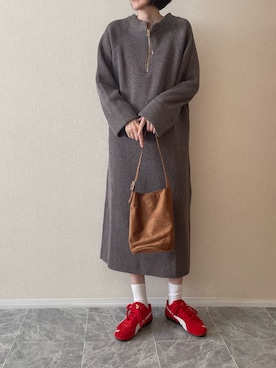 「アイテム（ワンピース/ドレス）」を使った、ちいさん（レディース・170cm）の秋コーディネート