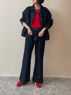 「アイテム（デニムパンツ）」を使った、ちいさん（レディース・170cm）の秋コーディネート