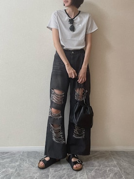 「アイテム（Tシャツ/カットソー）」を使った、ちいさん（レディース・170cm）の夏コーディネート